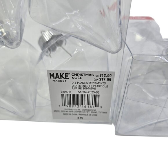 Make Market Clear Fillable DIY Diamond-shaped Christmas Ornaments 8 pcs NEW - Picture 3 of 4
